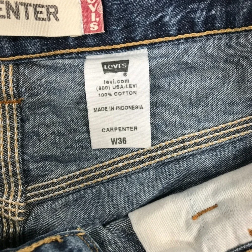 Levi's Carpenter Jean Shorts Men's 36 Blue Denim Y2K Baggy Loose Vintage Jorts
